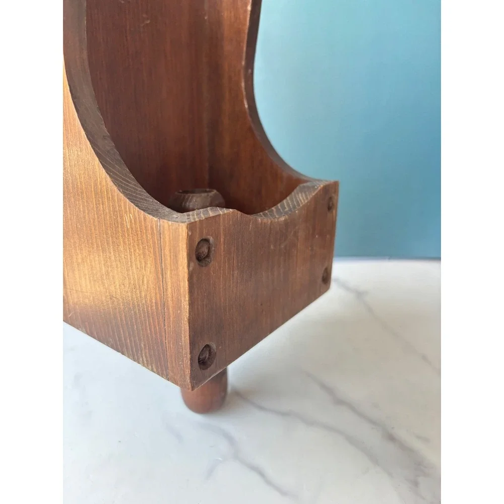 Vtg Rustic Wood Wall Sconce Candle Holder Primitive Colonial Farmhouse Scoop